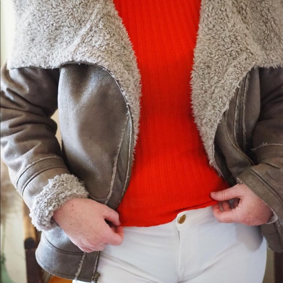 Oversized vintage Moto jacket Sherpa - Picture 2 of 7